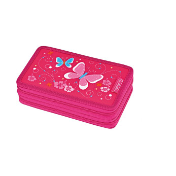Пенал Herlitz Butterfly, 2 молнии, 23 предмета
