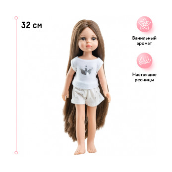 Кукла Кэрол, шатенка с длинными волосами, в пижаме, 32 см 