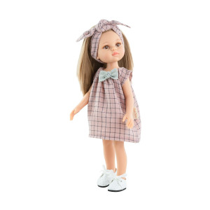 Кукла Пилар в клетчатом платье с повязкой для волос, 32 см