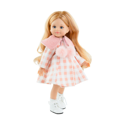 Кукла Кончита в платье с воротником и пушистыми помпонами, 32 см