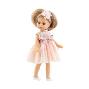 Кукла Ракель в воздушном платье и повязке с цветком, 21 см