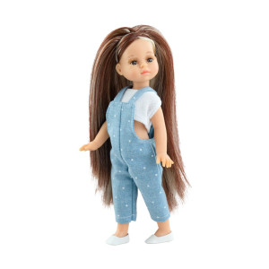 Кукла Ноэлия в футболке и синем комбинезоне, 21 см