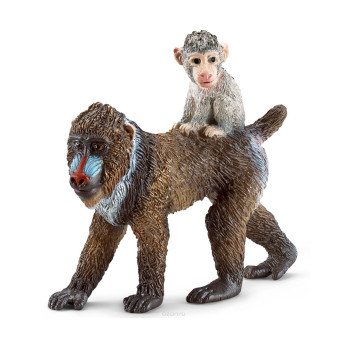 Фигурка Schleich Мандрил, самка с детёнышем