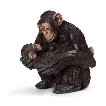 Фигурка Schleich Шимпанзе, самка с детёнышем